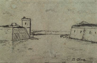 JEAN-BAPTISTE OLIVE (1848-1936) Paysage
Encre sur papier, signée en bas a droite...