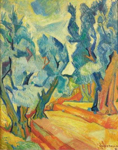 Pierre Guastalla (1891-1968) L'allée d'arbres
Huile sur toile signée et datée en...