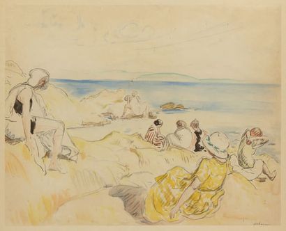 Henri LEBASQUE, d'après Bord de plage
Lithographie couleur, signée en bas à droite...