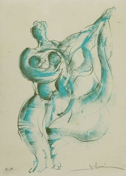 Salvador DALI (1904-1989) Danseuse au voile
Gravure couleur sur papier, épreuve d'artiste...