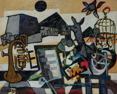 Claude VENARD (1913-1999) Composition au trombone
Huile sur toile signée en bas à...
