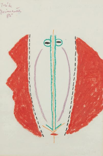 JOSÉ DE GUIMARÀES (1939) Composition surréaliste
Crayon gras sur papier signé en...