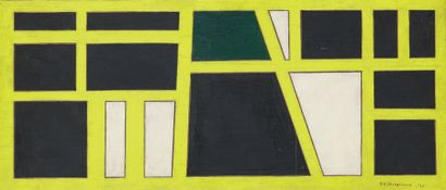 Paul Van Hoeydonck (Né en 1925) Composition géométrique
Huile sur panneau de bois...