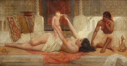 Mariano FORTUNY Y MARSAL (1838-1874), attribué à Le bain
Huile sur panneau marquée...