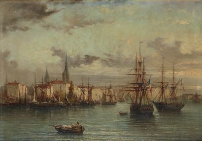 Lucien LAPEYRE (XIX/XXe), attribué à L'arrivée au port
Paire d'huiles sur toile signées...