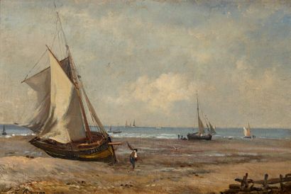Amédée ROSIER (1831-1898) Voilier sur la plage
Huile sur toile signée «A. Rosier»...
