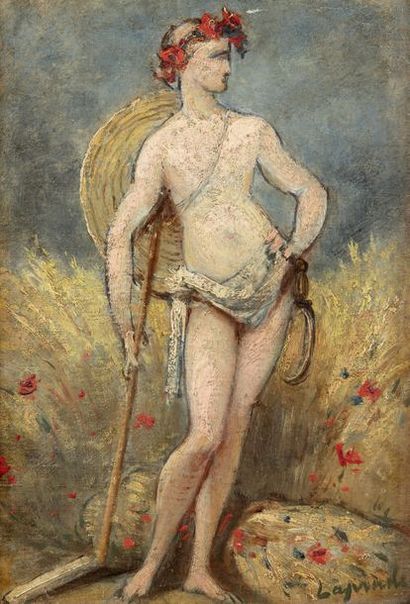 Pierre LAPRADE (1875-1931/32) Homme dans le champs
Huile sur toile signée en bas...