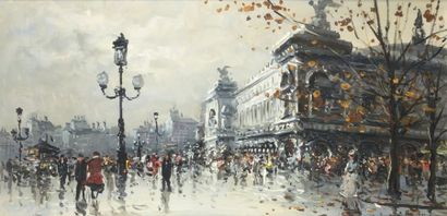 Albert TISSANDIER (1839-1906) Place de l'Opéra à Paris.
Aquarelle signée en bas à...