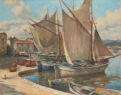 Tony CARDELLA (1898-1976) Bateaux au port
Huile sur panneau signée en bas à gauche.
Dim....