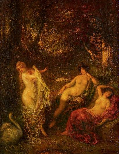 François MAURY (1861-1933) Les trois grâces et le cygne
Huile sur panneau signée...