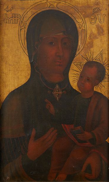 École RUSSE du XIXe siècle La vierge Marie et l'enfant Jésus
Huile sur toile.
Dim....