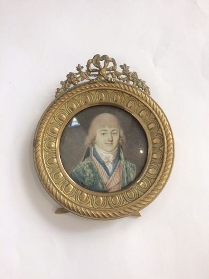 null Portrait miniature d'époque Louis XVI par Louis Abel signé Abel. F
Diam. : 8...