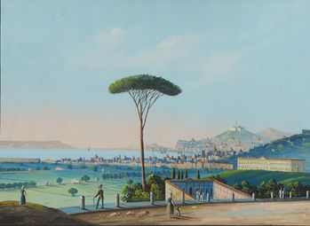 École Napolitaine du XIXe siècle Vue de Naples depuis la mer et vue de Naples depuis...