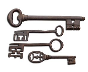 null Collection de quatre clefs en fer.
XVIIe-XVIIIe siècles