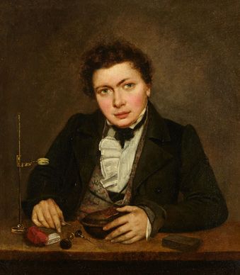ÉCOLE ANGLAISE, vers 1810 Portrait d'un graveur
Sur sa toile d'origine. Sans cadre.
Dim.:...