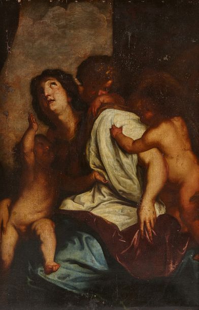 Ecole FLAMANDE du XVIIème siècle, suiveur d'Anton van DYCK Allégorie de la charité
Toile.
Dim.:...