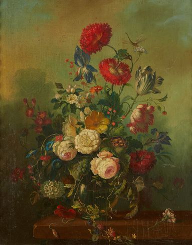 École FRANÇAISE du début du XIXe siècle Vase de fleurs sur un entablement
Sur sa...
