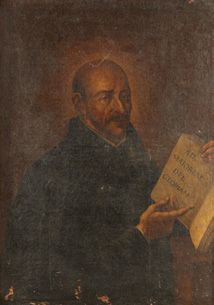 Ecole italienne du XVIIe siècle Portrait d'Ignace de Loyola Toile.
Dim.: 96 x 69,5...