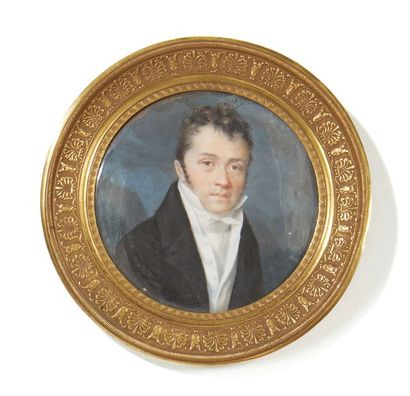 Mademoiselle Jeanne RATH (1773-1856). Portrait d'homme à la redingote marron, au...