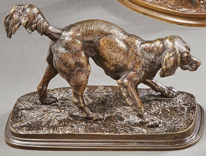 Ferdinand PAUTROT (1832-1874) Chien de chasse
Sujet en bronze patiné signé sur la...