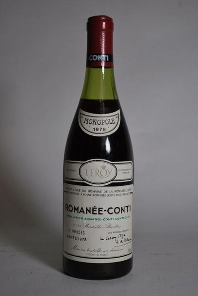 null Une bouteille de Romanée-Conti, Domaine de la Romanée Conti, Leroy, 1978.