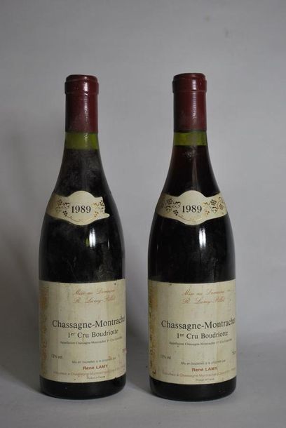 null Deux bouteilles de Chassagne-Montrachet, 1er Cru Boudriotte, René Lamy, 198...