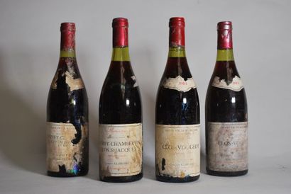 null Deux bouteilles de Clos-Vougeot, Clair-Daü, 1984, et deux bouteilles de Gevrey-Chambertin,...