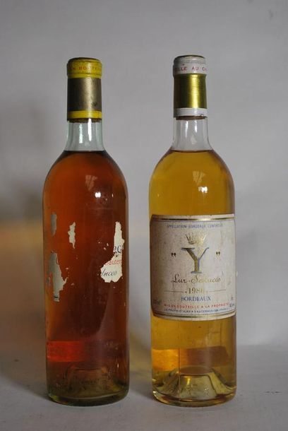 null Une bouteille de "Y", Lur-Saluces, Bordeaux, 1986 et une bouteille de Fargues,...