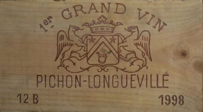 null Douze bouteilles de Pichon-Longueville, 2ème GCC, Pauillac, 1998.

(Caisse en...
