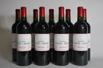 null Neuf bouteilles de Château Lynch Bages, Pauillac, 5é GCC , 2008.