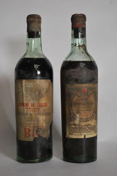null Ensemble de pomerol de 1939 composé d'une bouteille de Domaine de l'église et...