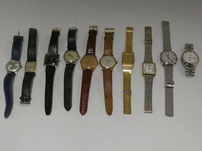 null Ensemble de dix montres dont LIP, CITIZEN, CERTINA, ETERNA-MATIC, SEIKO, LORD...
