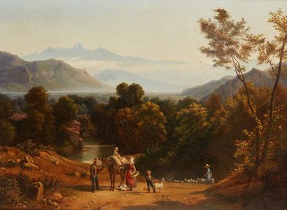 RENAUD (École française du XIXe siècle) Paysans sur un chemin de campagne
Sur sa...