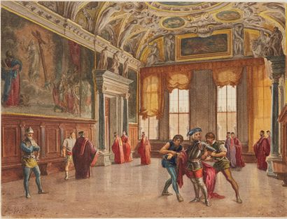 Giovanni Battista della LIBERA (Padoue 1824-1886) Six vues intérieures du palais...