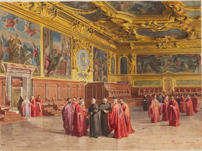 Giovanni Battista della LIBERA (Padoue 1824-1886) Six vues intérieures du palais...
