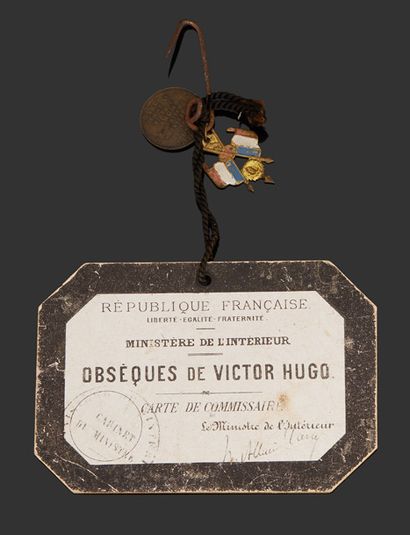 null Obsèques de Victor HUGO le 1er juin 1885
Carte de Commissaire émanant du Ministère...