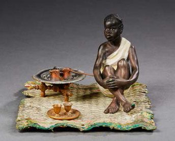 VIENNE Ensemble de trois sujets orientalistes en bronze polychrome.
Vers 1900.
Dim.:...