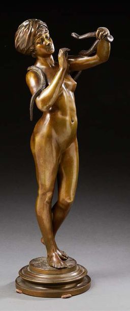 Josef Wind (1864-1898) La charmeuse de serpents
Epreuve en bronze signée Wind sur...