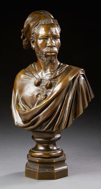 Charles Henri Joseph CORDIER (1827-1905) attribué à Buste de Nubien
Bronze à patine...