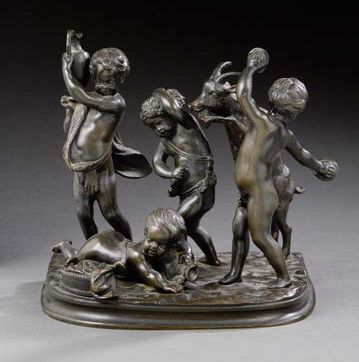 CLODION (1738-1814), d'après Putti et chèvre
Epreuve en bronze à patine brune.
Marqué...