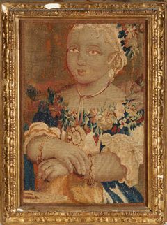 null Fragment de tapisserie figurant un portrait de jeune fille.
Manufacture d'Europe...