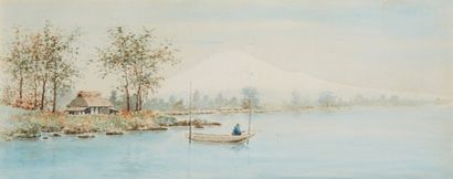 École vietnamienne vers 1900 Quatre paysages de campagne
Quatre aquarelles.
Dim.:...