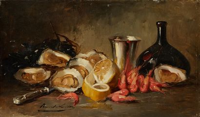 Alfred Arthur BRUNEL DE NEUVILLE (1852-1941) Nature morte aux fruits de mer
Huile...