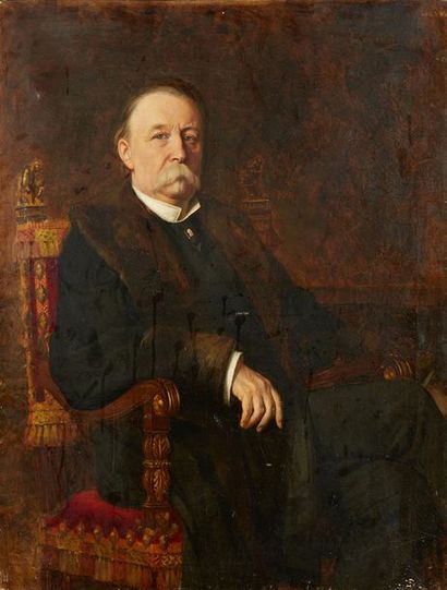 Joseph Fortuné LAYRAUD (1834-1912) Huile sur toile figurant un portrait d'homme assis...