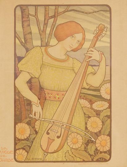 PAUL EMILE BERTHON (1872-1909) "La Viole de Gambe"
Lithographie en couleur
64 x 49...