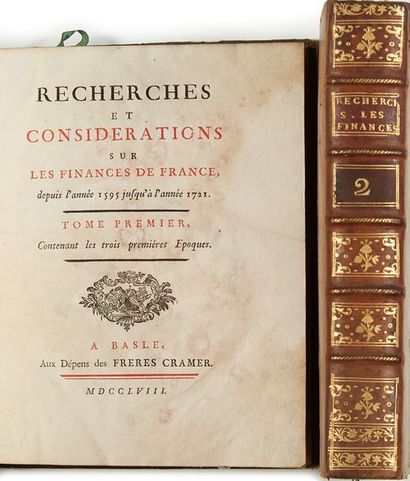 FORBONNAIS, François Véron Duverger de Recherches et considérations sur les finances...