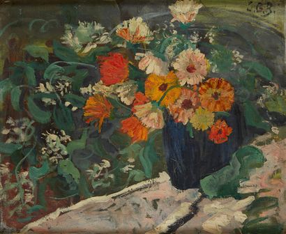 Jean Galtier-Boissière (1891-1966) 
Bouquet de fleurs de soucis
Huile sur toile Signée...