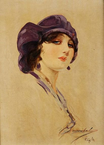 William Henry BARRIBAL (1874-1952) 
Pareja de jóvenes con sombrero, 1914
Technique...