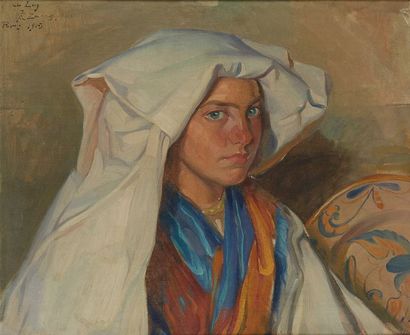 José Ramón ZARAGOZA (1874-1949) 
La Luz, 1915
Huile sur toile Titrée, signée, située...