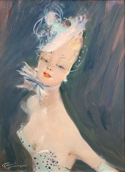 Jean Gabriel Domergue(1889-1962) 
Dora Huile sur isorel
Signée en bas à gauche "Gabriel...